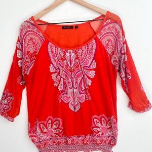 FLYO split cold shoulder tribal print top, Size M